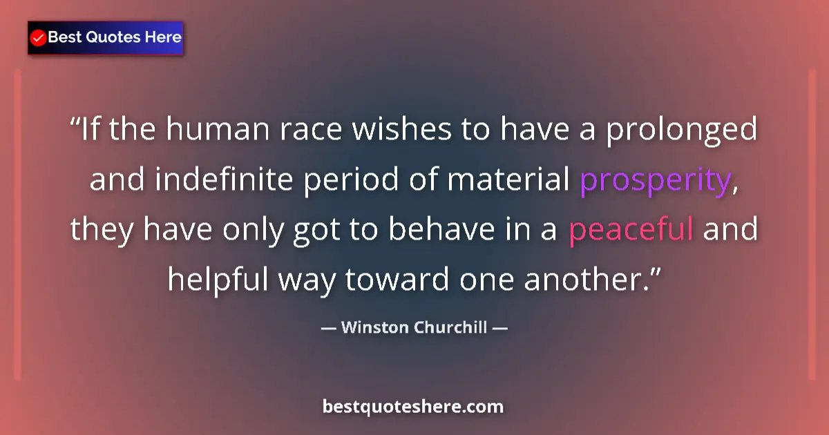 Quote by Winston Churchill: If the human race wishes to have a prolonged and indefinite period of material prosperity, they have...