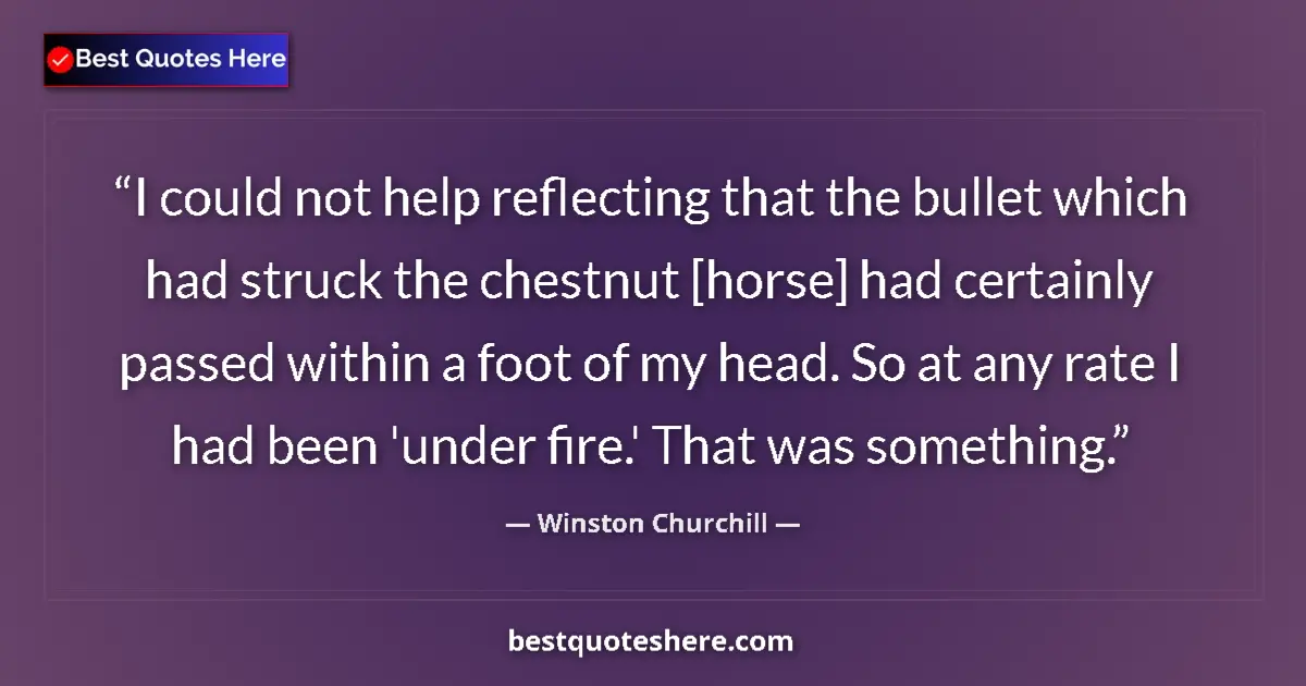 Quote by Winston Churchill: I could not help reflecting that the bullet which had struck the chestnut [horse] had certainly pass...