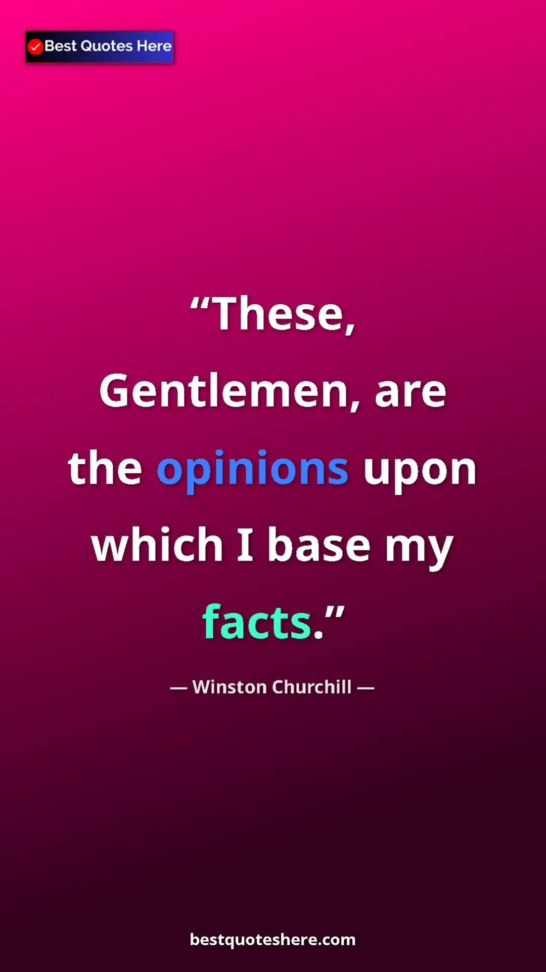 Winston Churchill Quote Card: "These, Gentlemen, are the opinions upon which I base my..." Pinterest quote poster by Winston Churchill: "These, Gentlemen, are the opinions upon which I base my..."