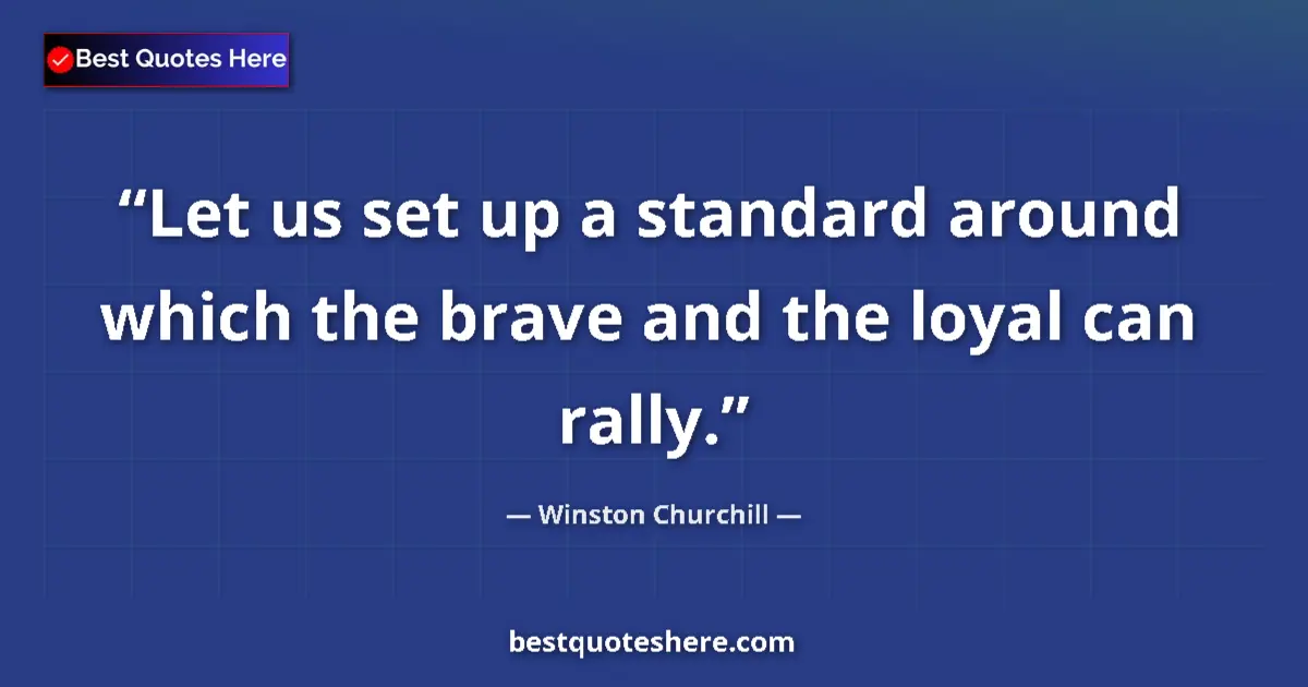 Image for the quote by Winston Churchill: Let us set up a standard around which the brave and the loyal can rally....