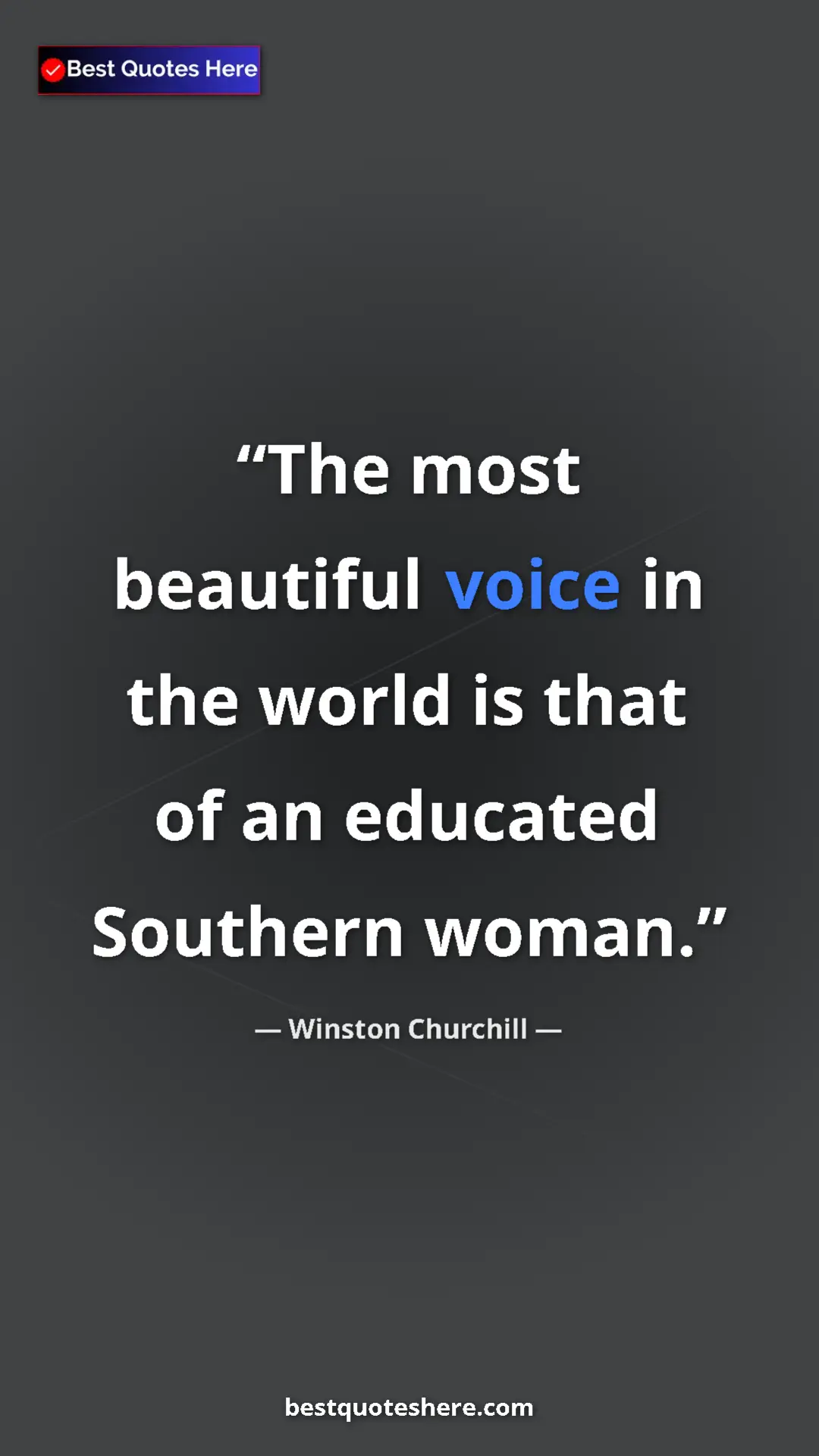 Winston Churchill Quote Card: "The most beautiful voice in the world is that of an..." Pinterest quote poster by Winston Churchill: "The most beautiful voice in the world is that of an..."