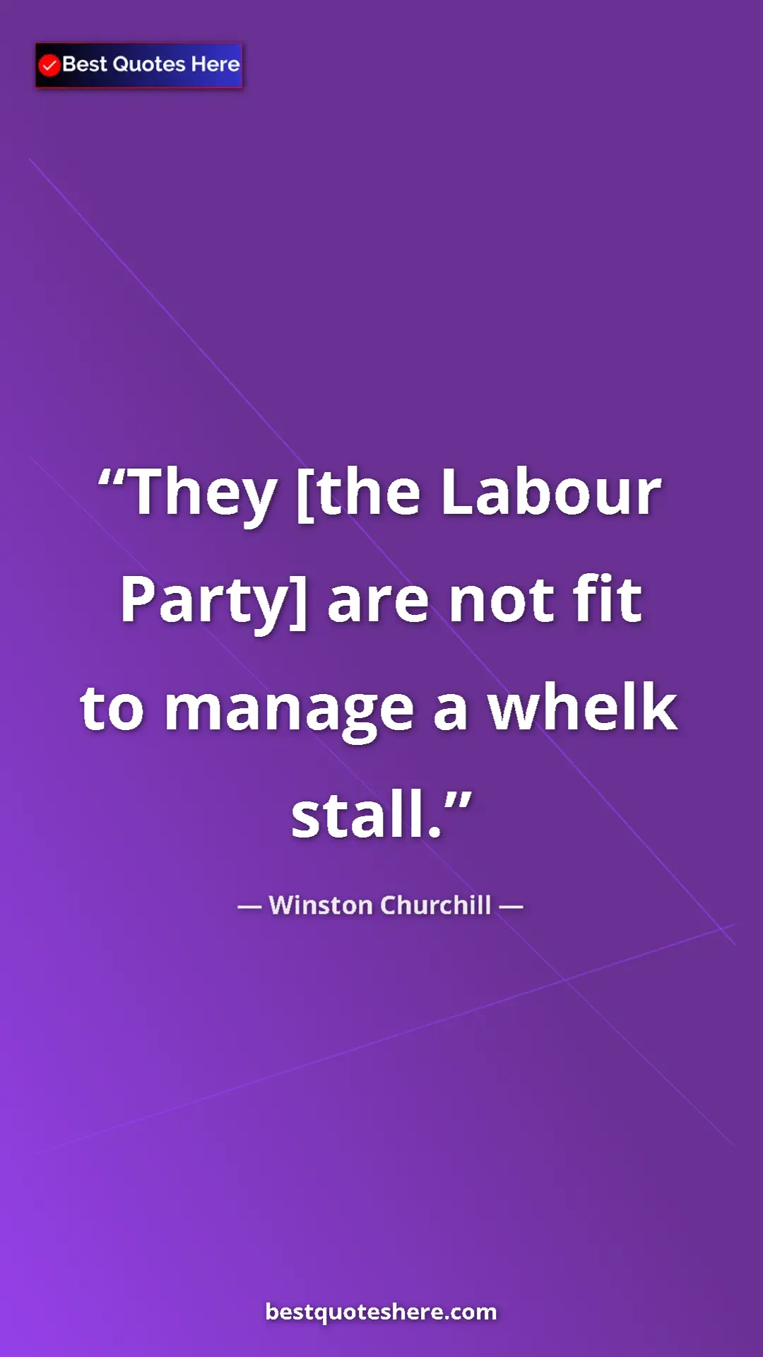 Pinterest quote poster by Winston Churchill: "They [the Labour Party] are not fit to manage a whelk stall."