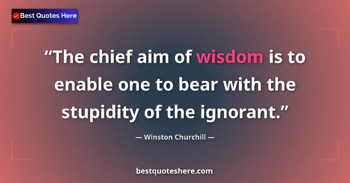 Image for the quote by Winston Churchill: The chief aim of wisdom is to enable one to bear with the stupidity of the ignorant....