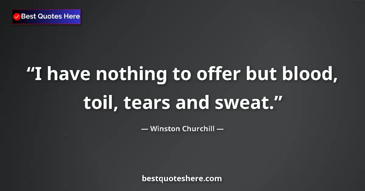 Quote by Winston Churchill: I have nothing to offer but blood, toil, tears and sweat....