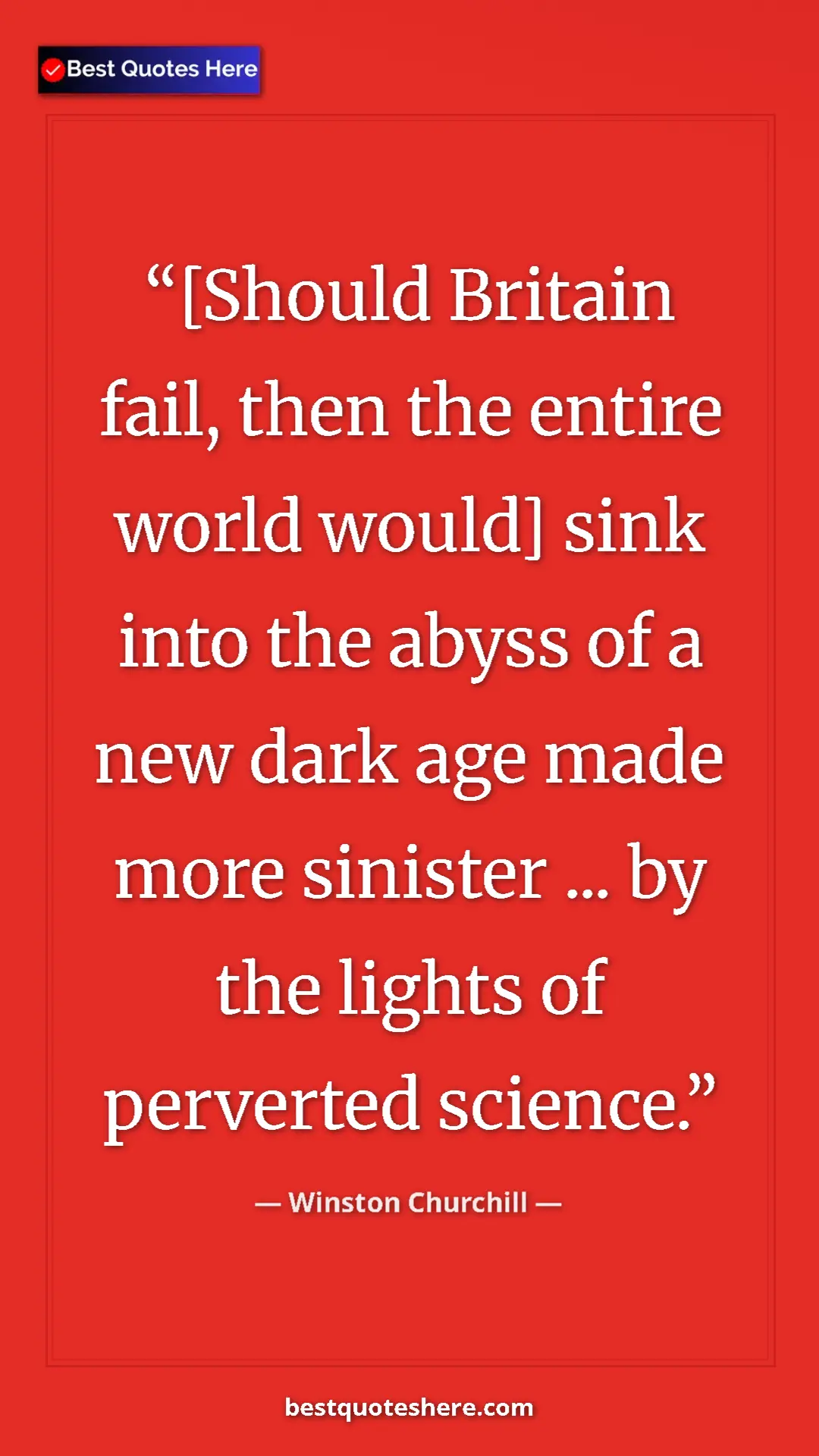 Pinterest quote poster by Winston Churchill: "[Should Britain fail, then the entire world would] sink..."