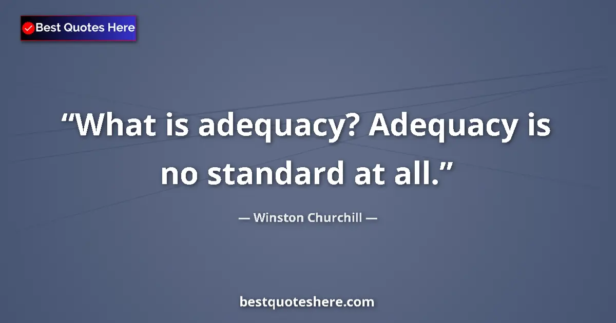 Quote by Winston Churchill: What is adequacy? Adequacy is no standard at all....