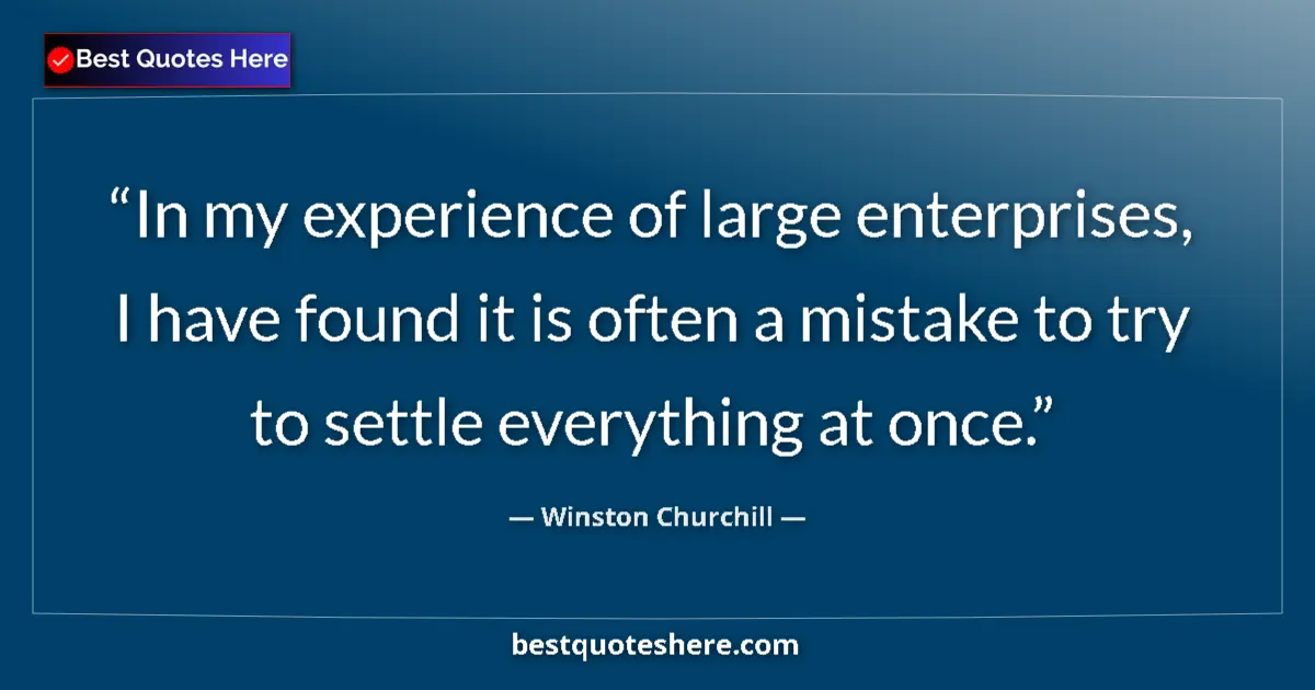 Quote by Winston Churchill: In my experience of large enterprises, I have foun