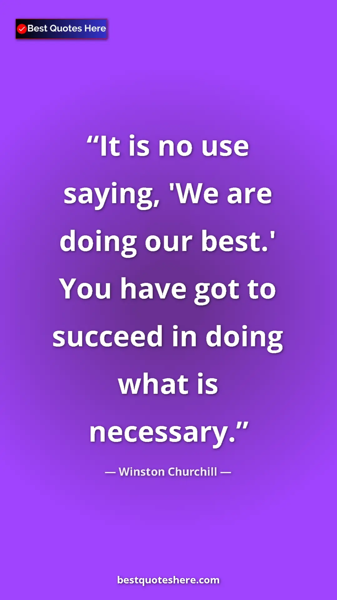 Winston Churchill Quote Card: "It is no use saying, 'We are doing our best.' You have got..." Pinterest quote poster by Winston Churchill: "It is no use saying, 'We are doing our best.' You have got..."