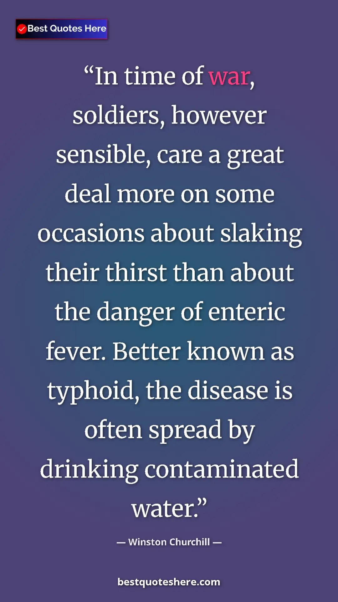 Winston Churchill Quote Card: "In time of war, soldiers, however sensible, care a great..." Pinterest quote poster by Winston Churchill: "In time of war, soldiers, however sensible, care a great..."