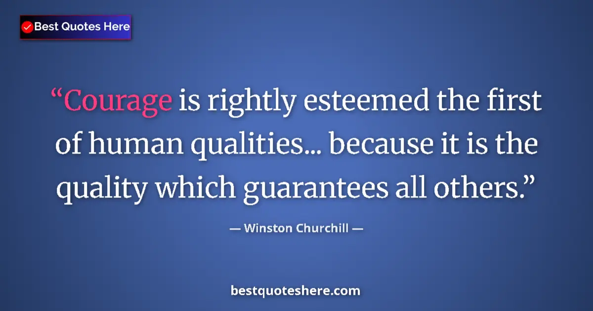 Quote by Winston Churchill: Courage is rightly esteemed the first of human qualities... because it is the quality which guarante...