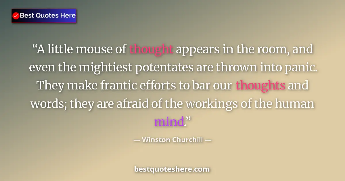 Image for the quote by Winston Churchill: A little mouse of thought appears in the room, and even the mightiest potentates are thrown into pan...