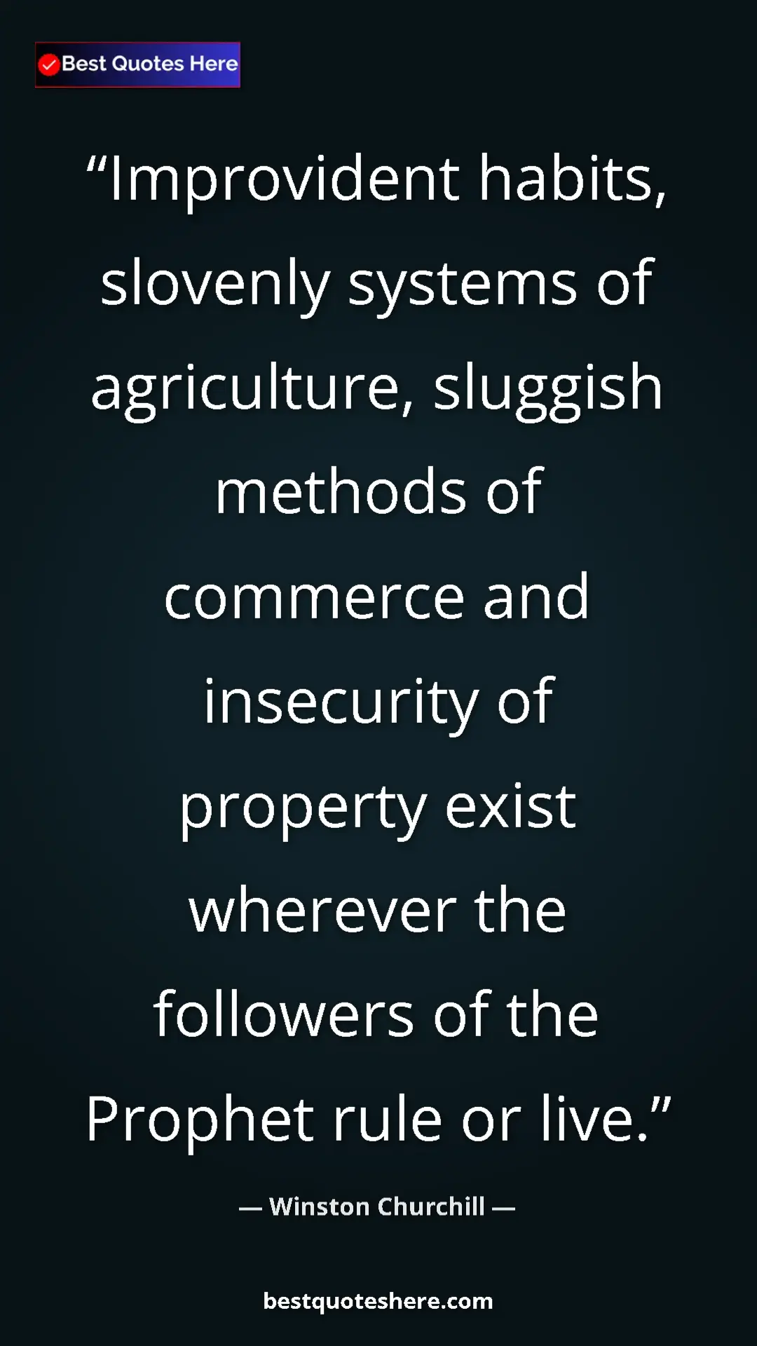 Winston Churchill Quote Card: "Improvident habits, slovenly systems of agriculture,..." Pinterest quote poster by Winston Churchill: "Improvident habits, slovenly systems of agriculture,..."
