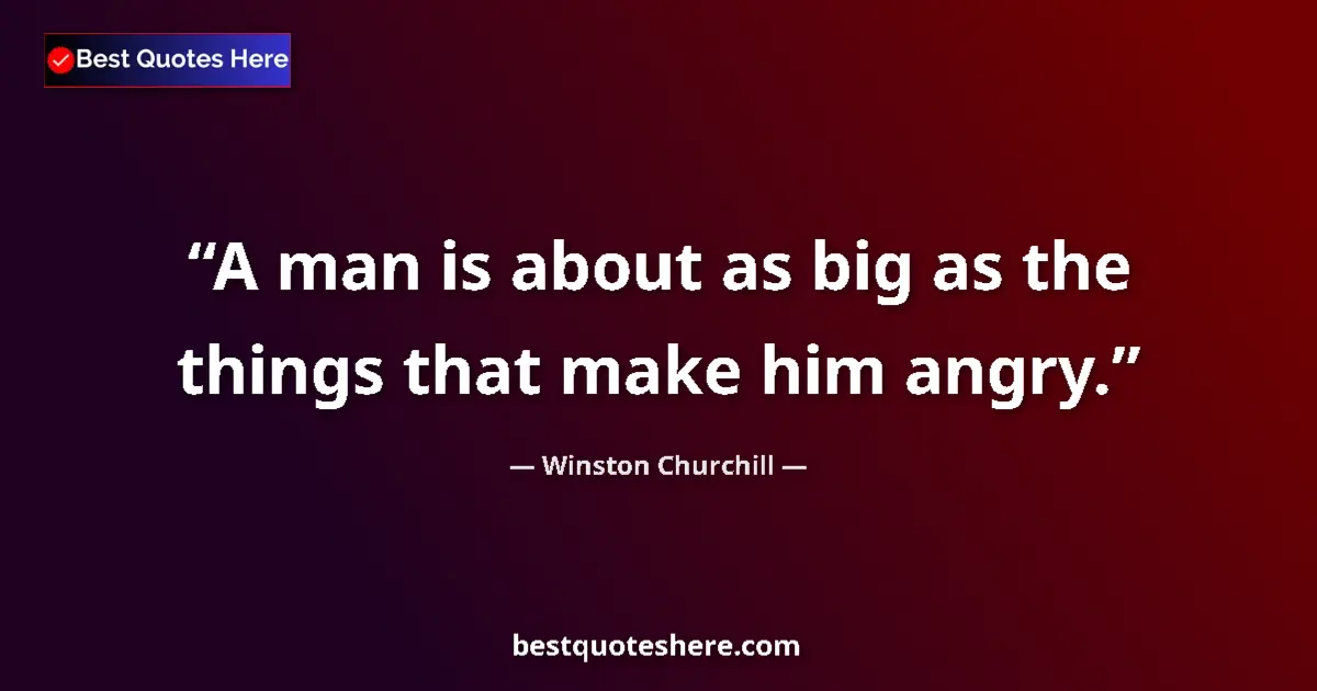 Quote by Winston Churchill: A man is about as big as the things that make him angry....