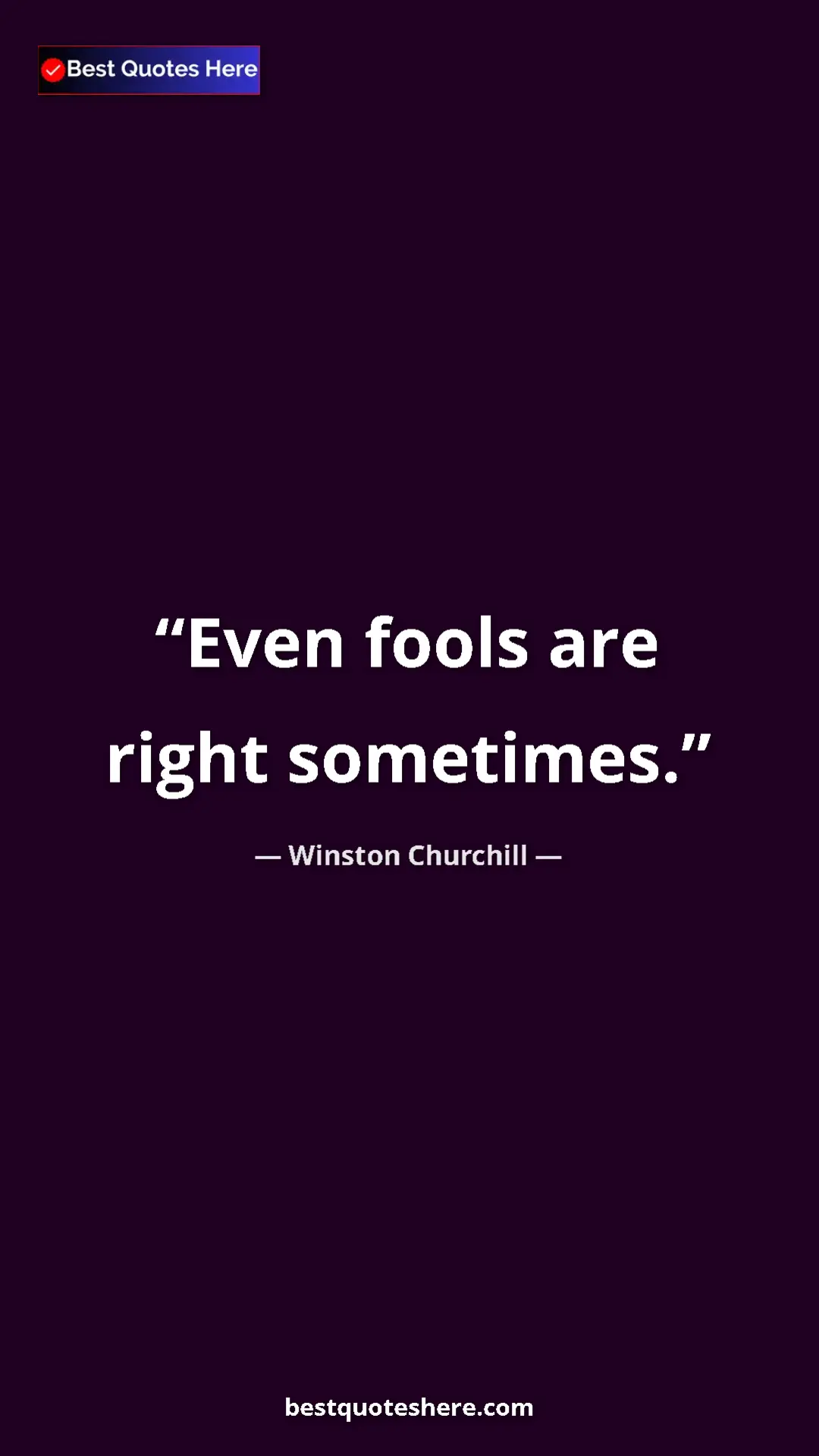 Pinterest quote poster by Winston Churchill: "Even fools are right sometimes."