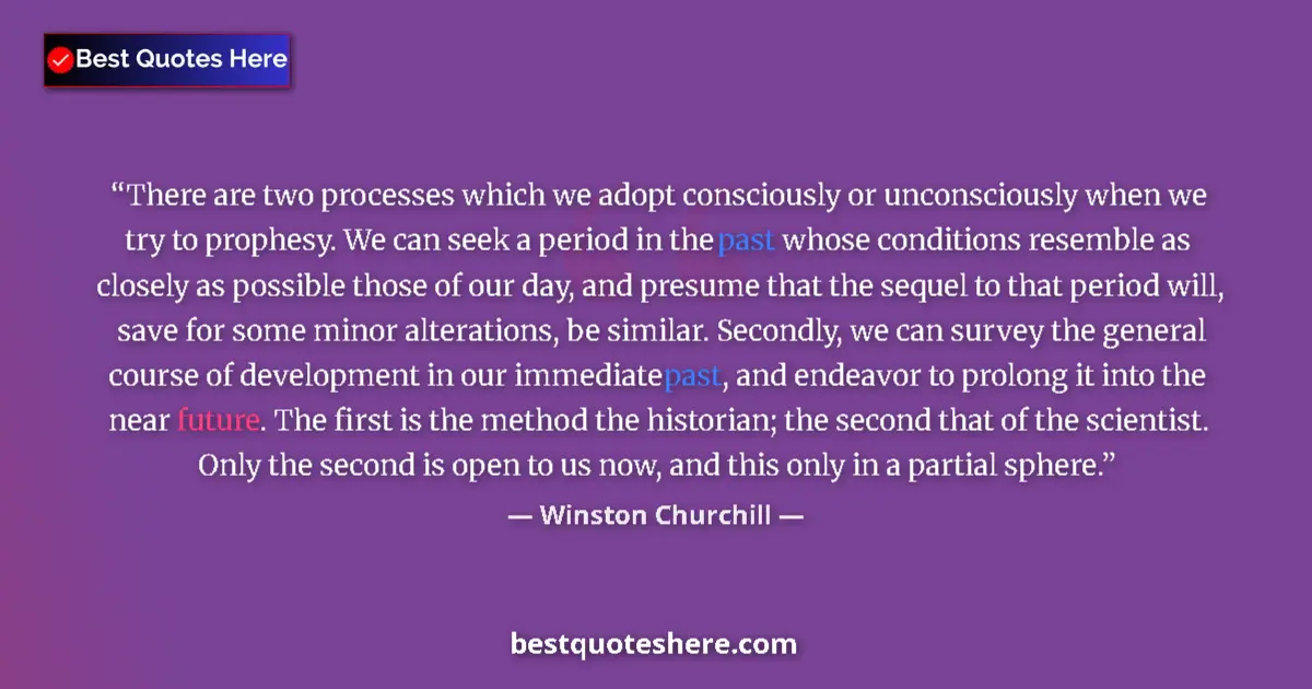 Quote by Winston Churchill: There are two processes which we adopt consciously or unconsciously when we try to prophesy. We can ...