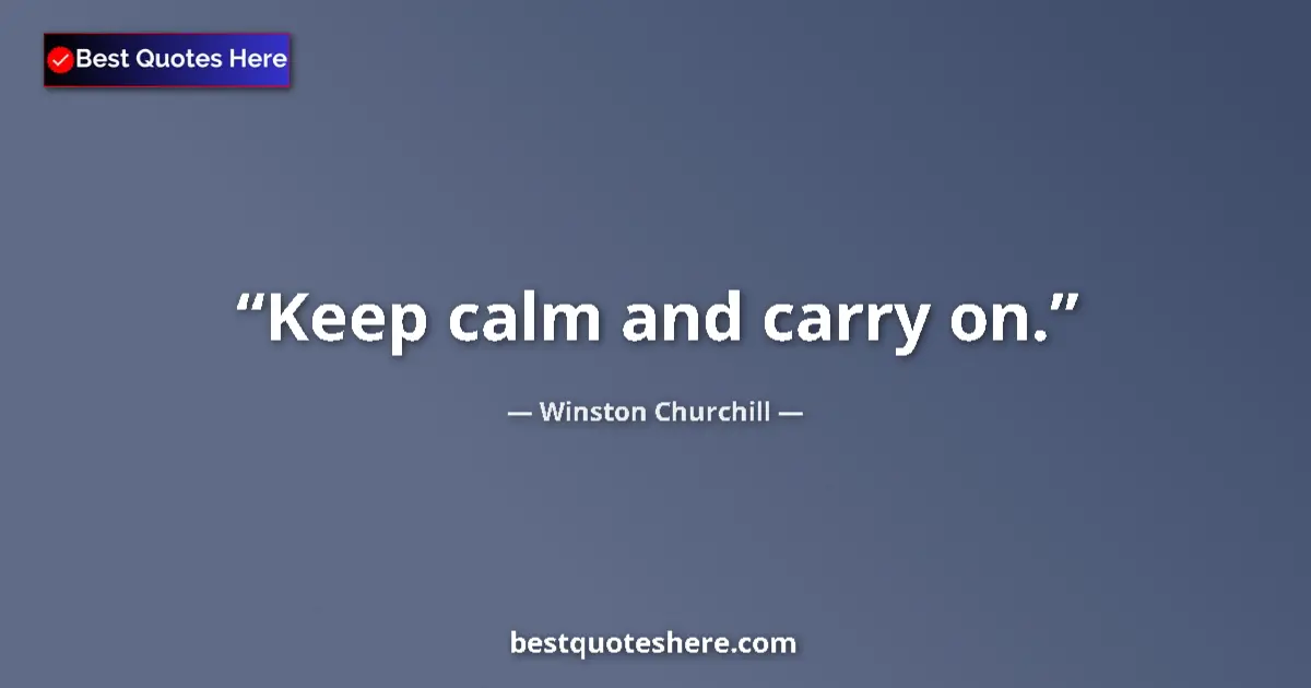 Quote by Winston Churchill: Keep calm and carry on....