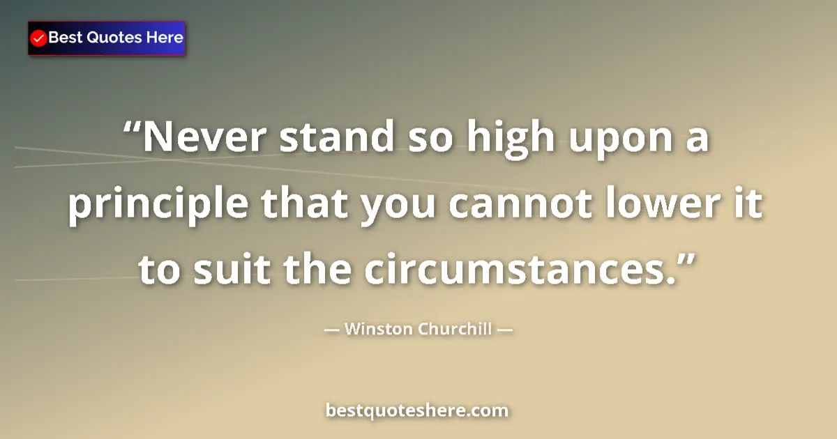 Quote by Winston Churchill: Never stand so high upon a principle that you cannot lower it to suit the circumstances....