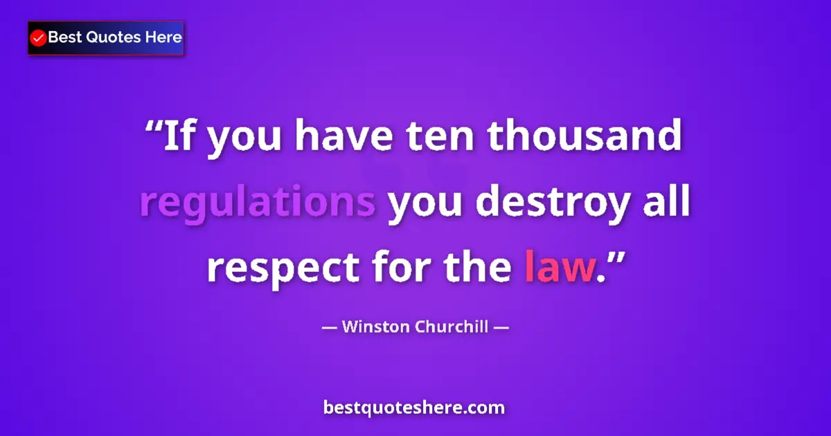 Image for the quote by Winston Churchill: If you have ten thousand regulations you destroy all respect for the law....