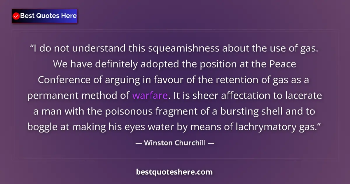 Quote by Winston Churchill: I do not understand this squeamishness about the use of gas. We have definitely adopted the position...