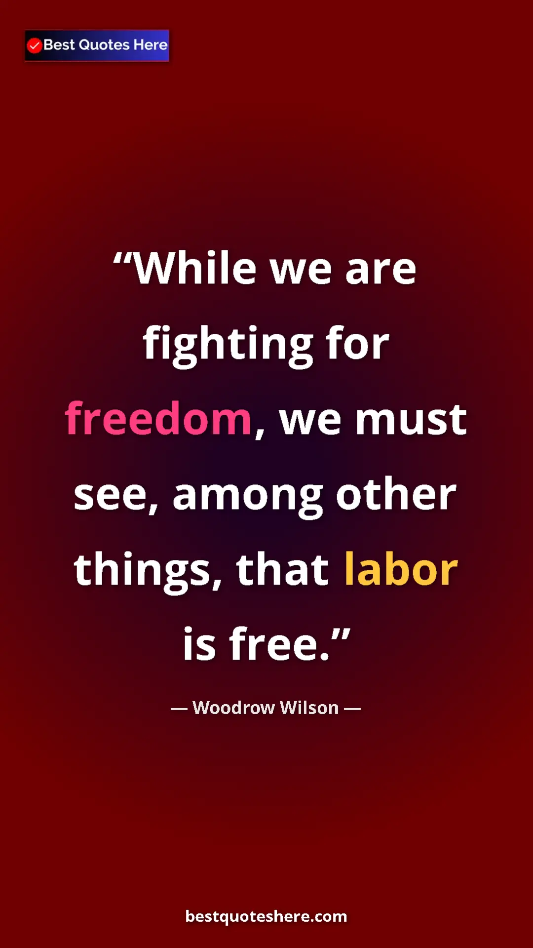 Woodrow Wilson Quote Card: "While we are fighting for freedom, we must see, among other..." Pinterest quote poster by Woodrow Wilson: "While we are fighting for freedom, we must see, among other..."