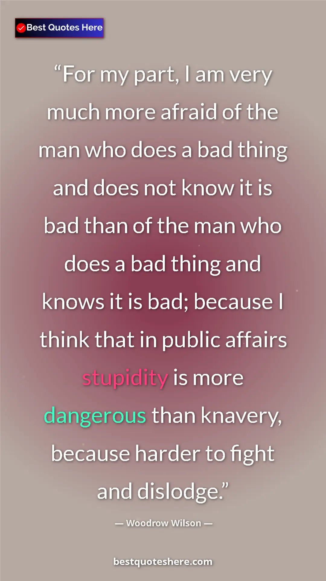 Woodrow Wilson Quote Card: "For my part, I am very much more afraid of the man who does " Pinterest quote poster by Woodrow Wilson: "For my part, I am very much more afraid of the man who does "