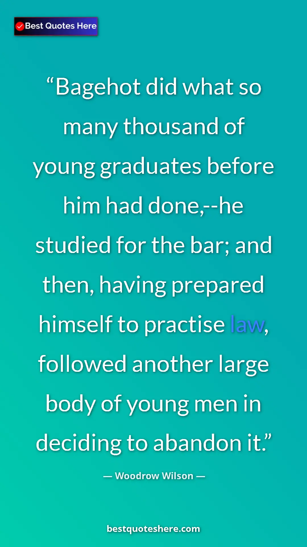 Pinterest quote poster by Woodrow Wilson: "Bagehot did what so many thousand of young graduates before..."