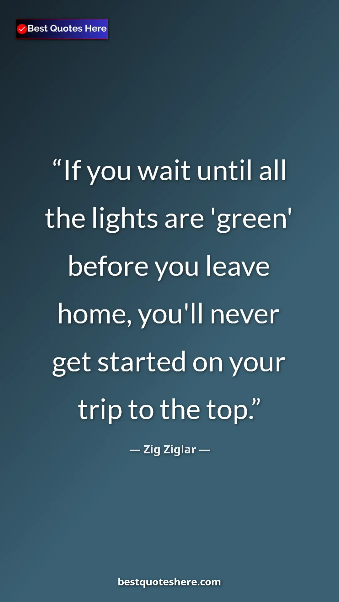Pinterest quote poster by Zig Ziglar: "If you wait until all the lights are 'green' before you..."