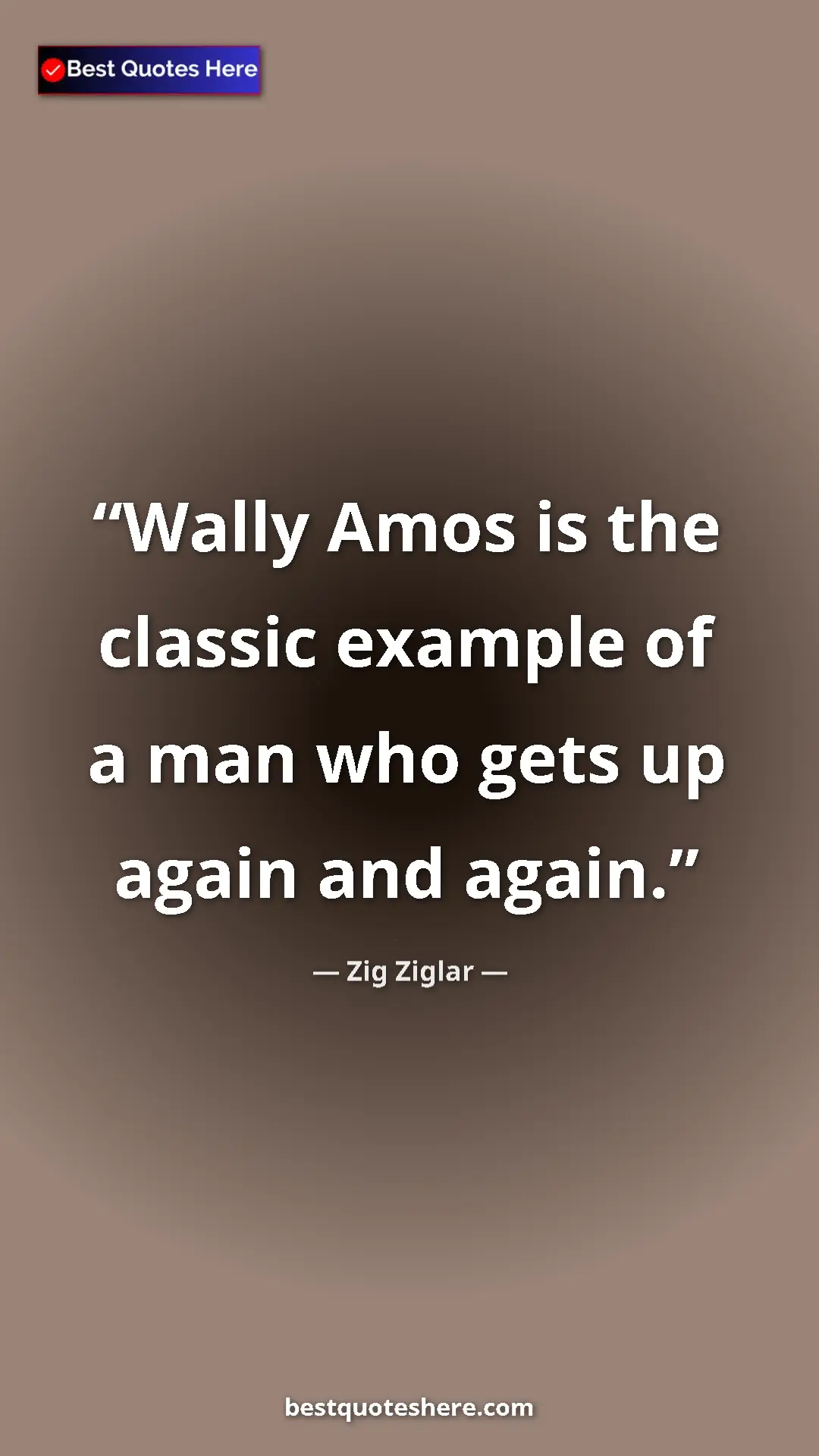 Pinterest quote poster by Zig Ziglar: "Wally Amos is the classic example of a man who gets up..."