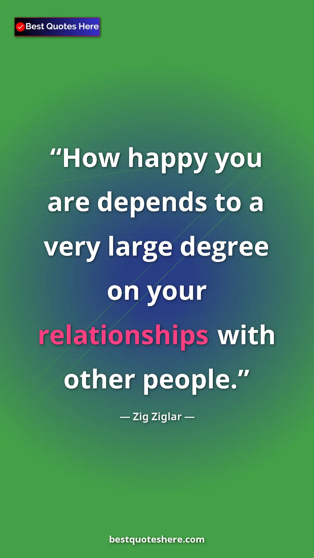 Pinterest quote poster by Zig Ziglar: "How happy you are depends to a very large degree on your..."
