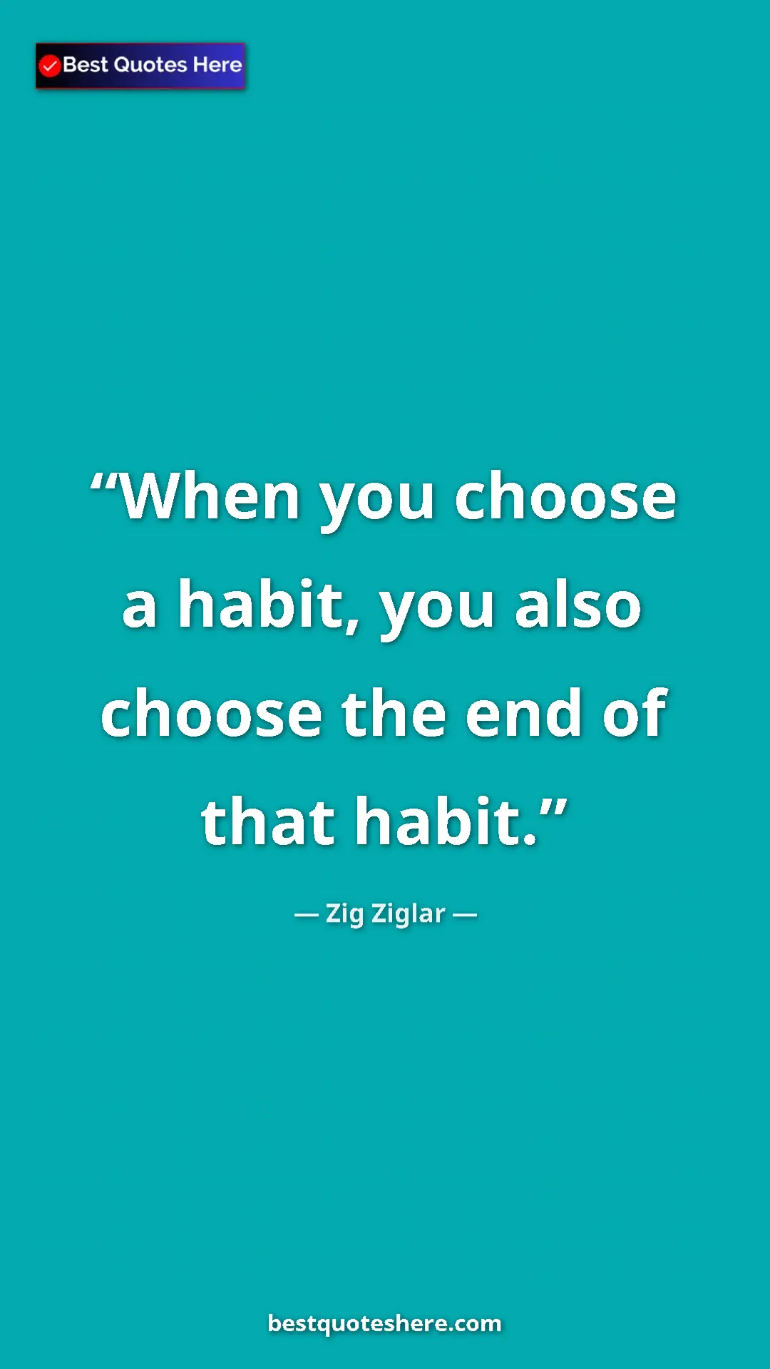 Pinterest quote poster by Zig Ziglar: "When you choose a habit, you also choose the end of that..."