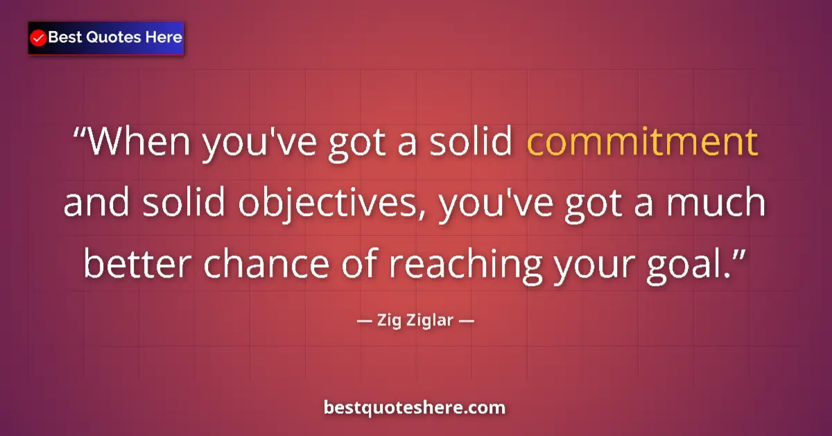Quote by Zig Ziglar: When you've got a solid commitment and solid objectives, you've got a much better chance of reaching...