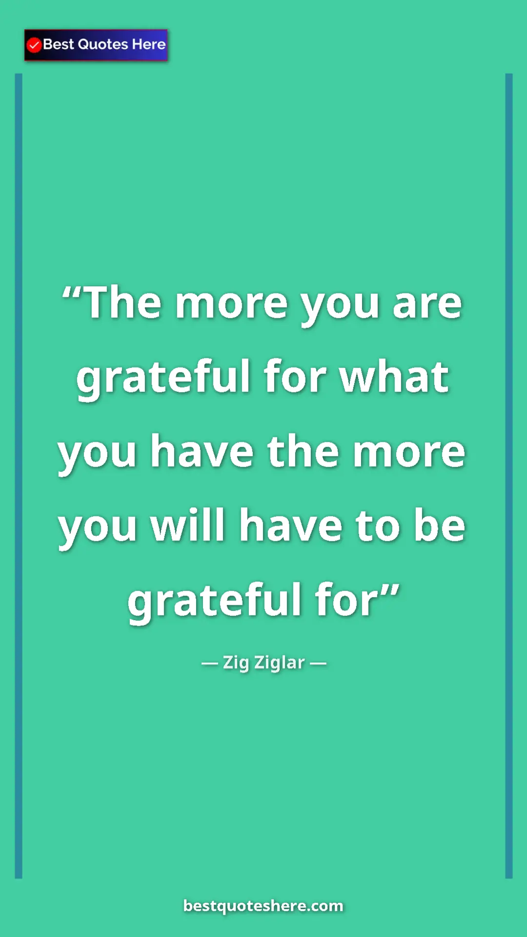 Pinterest quote poster by Zig Ziglar: "The more you are grateful for what you have the more you..."