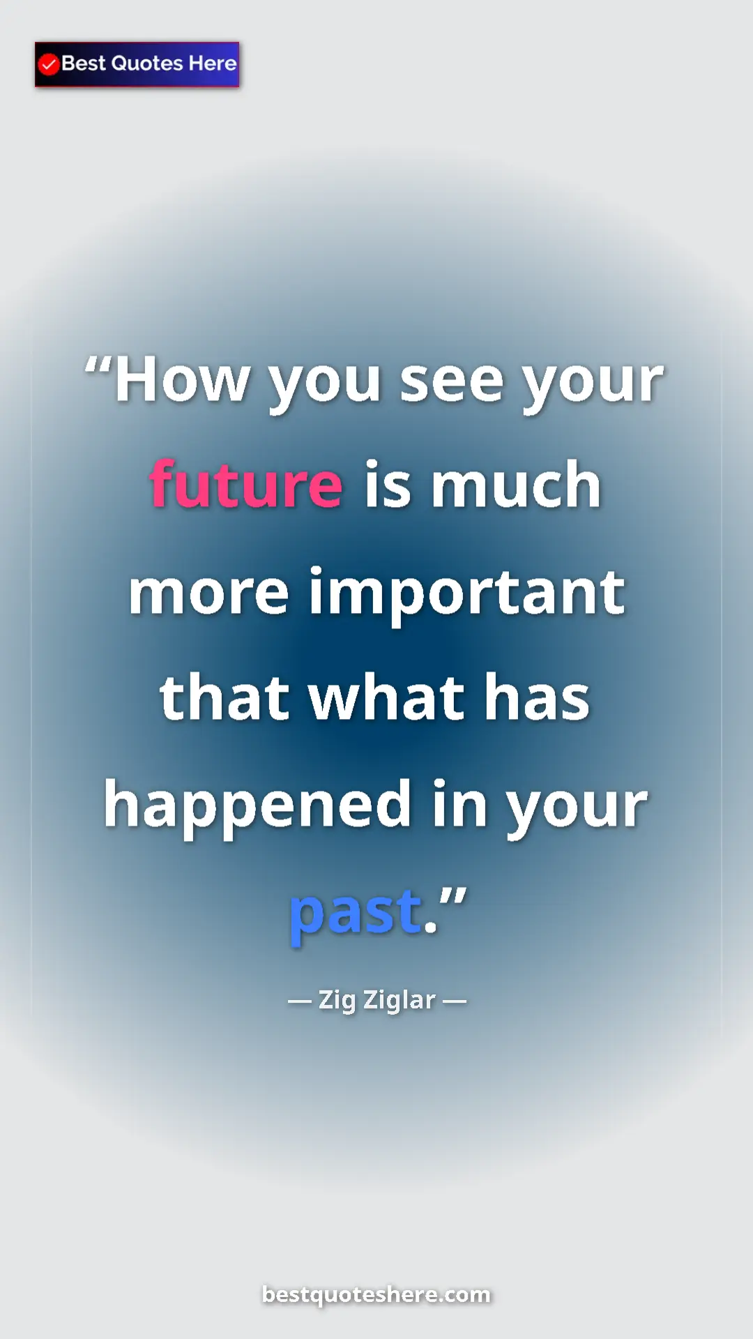 Pinterest quote poster by Zig Ziglar: "How you see your future is much more important that what..."