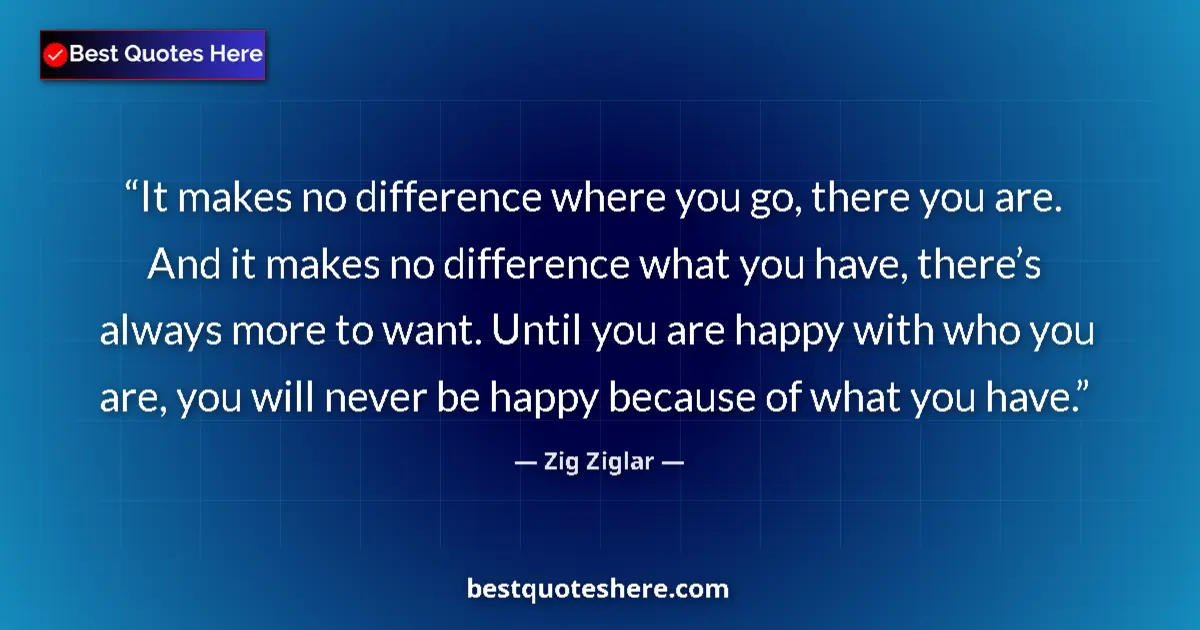 Quote by Zig Ziglar: It makes no difference where you go, there you are