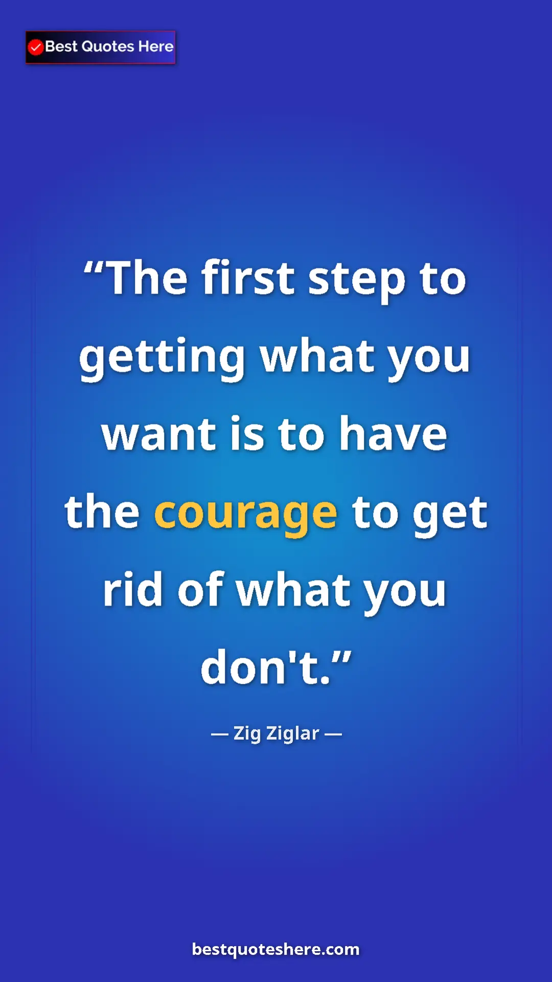 Pinterest quote poster by Zig Ziglar: "The first step to getting what you want is to have the..."