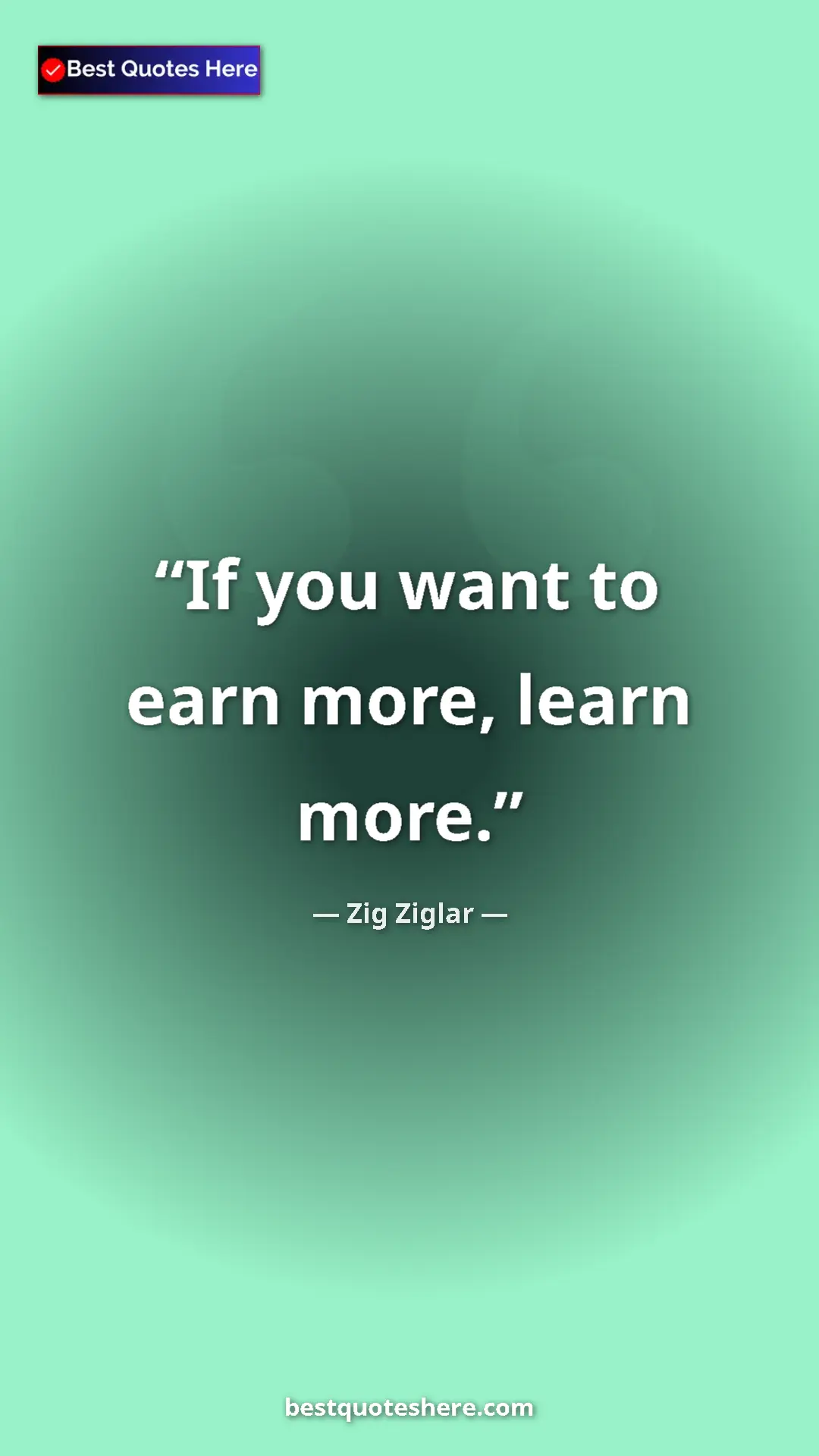 Pinterest quote poster by Zig Ziglar: "If you want to earn more, learn more."