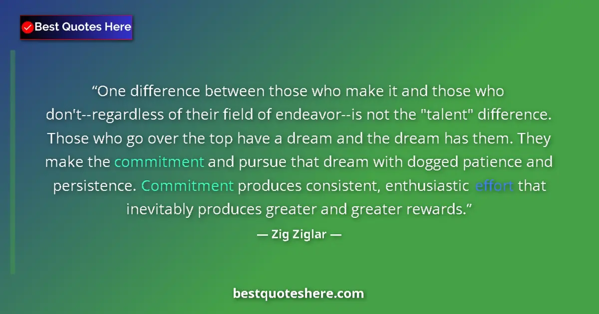 Quote by Zig Ziglar: One difference between those who make it and those