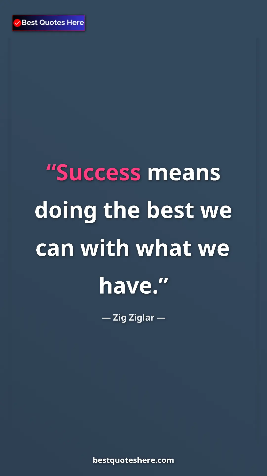 Pinterest quote poster by Zig Ziglar: "Success means doing the best we can with what we have."