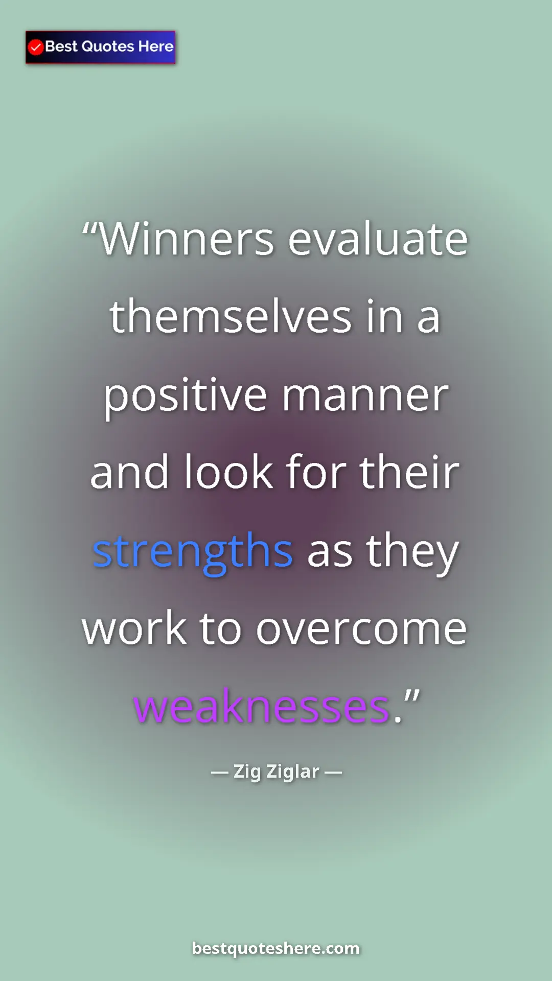 Pinterest quote poster by Zig Ziglar: "Winners evaluate themselves in a positive manner and look..."