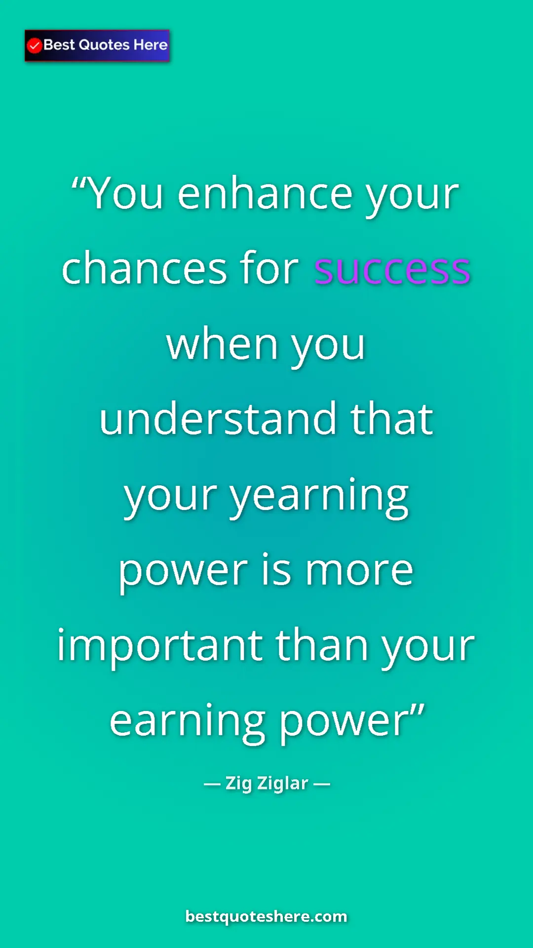 Pinterest quote poster by Zig Ziglar: "You enhance your chances for success when you understand..."