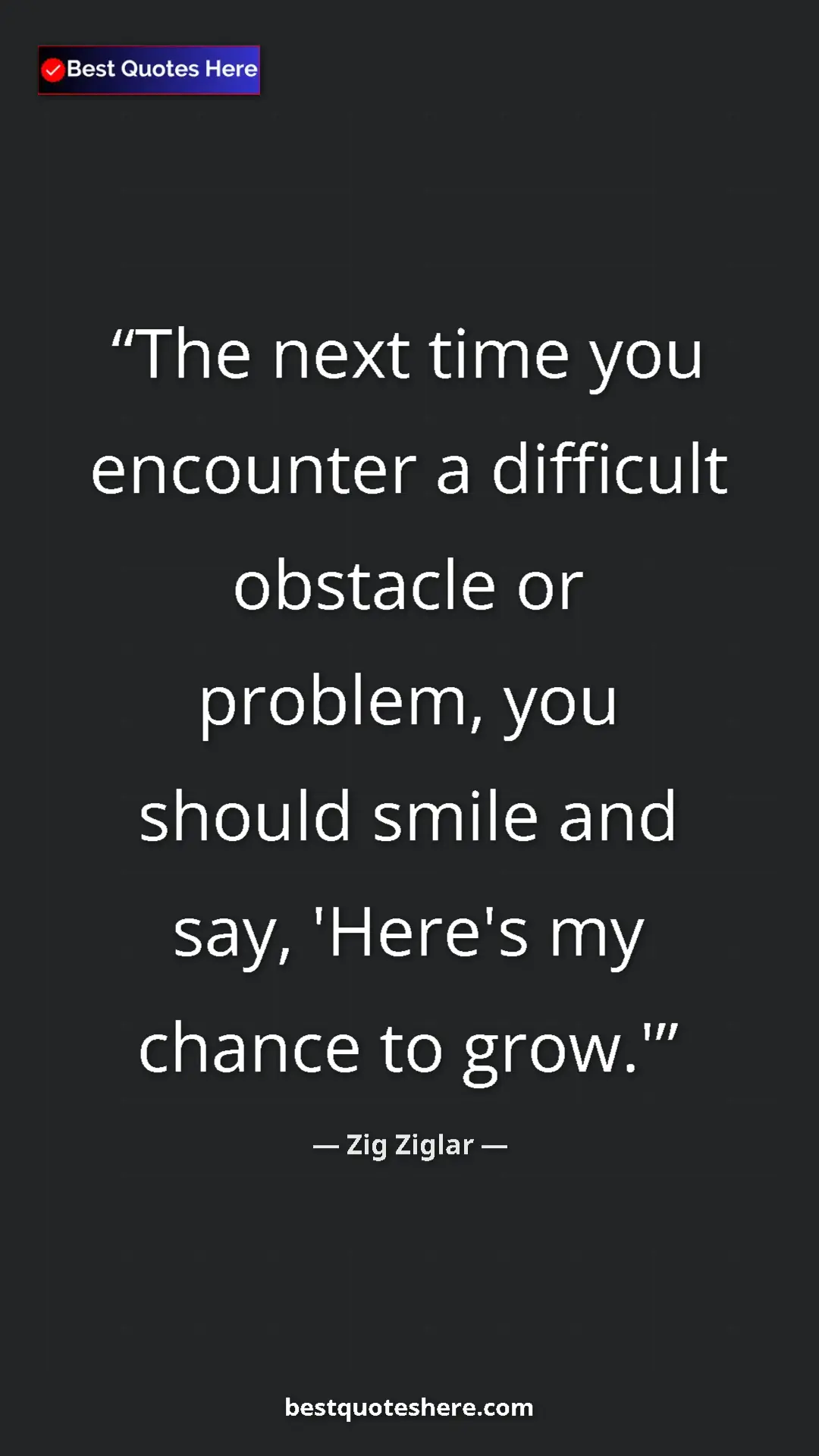 Pinterest quote poster by Zig Ziglar: "The next time you encounter a difficult obstacle or..."