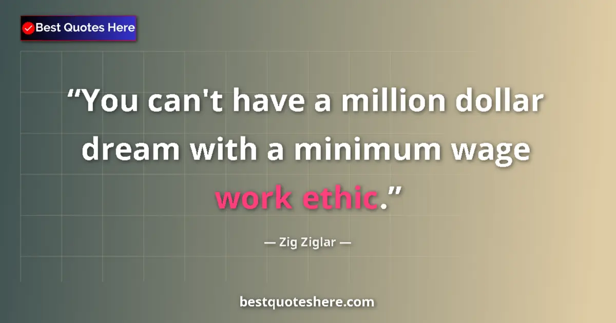 Quote by Zig Ziglar: You can't have a million dollar dream with a minim