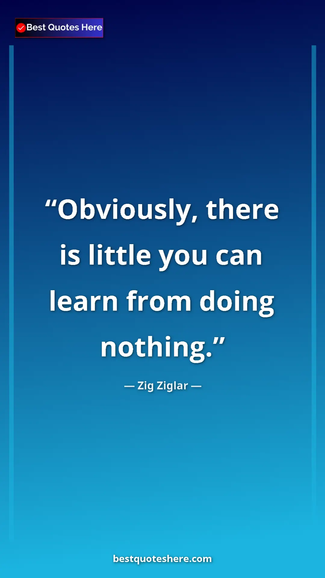 Pinterest quote poster by Zig Ziglar: "Obviously, there is little you can learn from doing nothing."